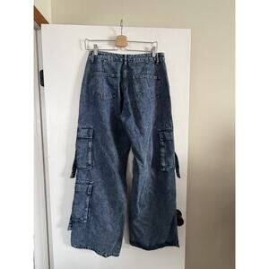 Between Us Juniors Jeans Y2K Cargo Wide Leg Acid Wash Size 7 Grunge Skater